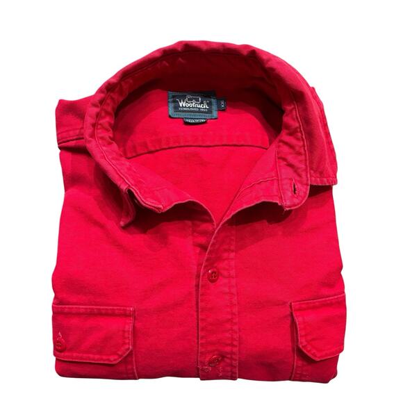 Woolrich Shirt Men's Large Red Button Down Heavy Cotton Canvas Vintage 70s USA - Picture 4 of 6